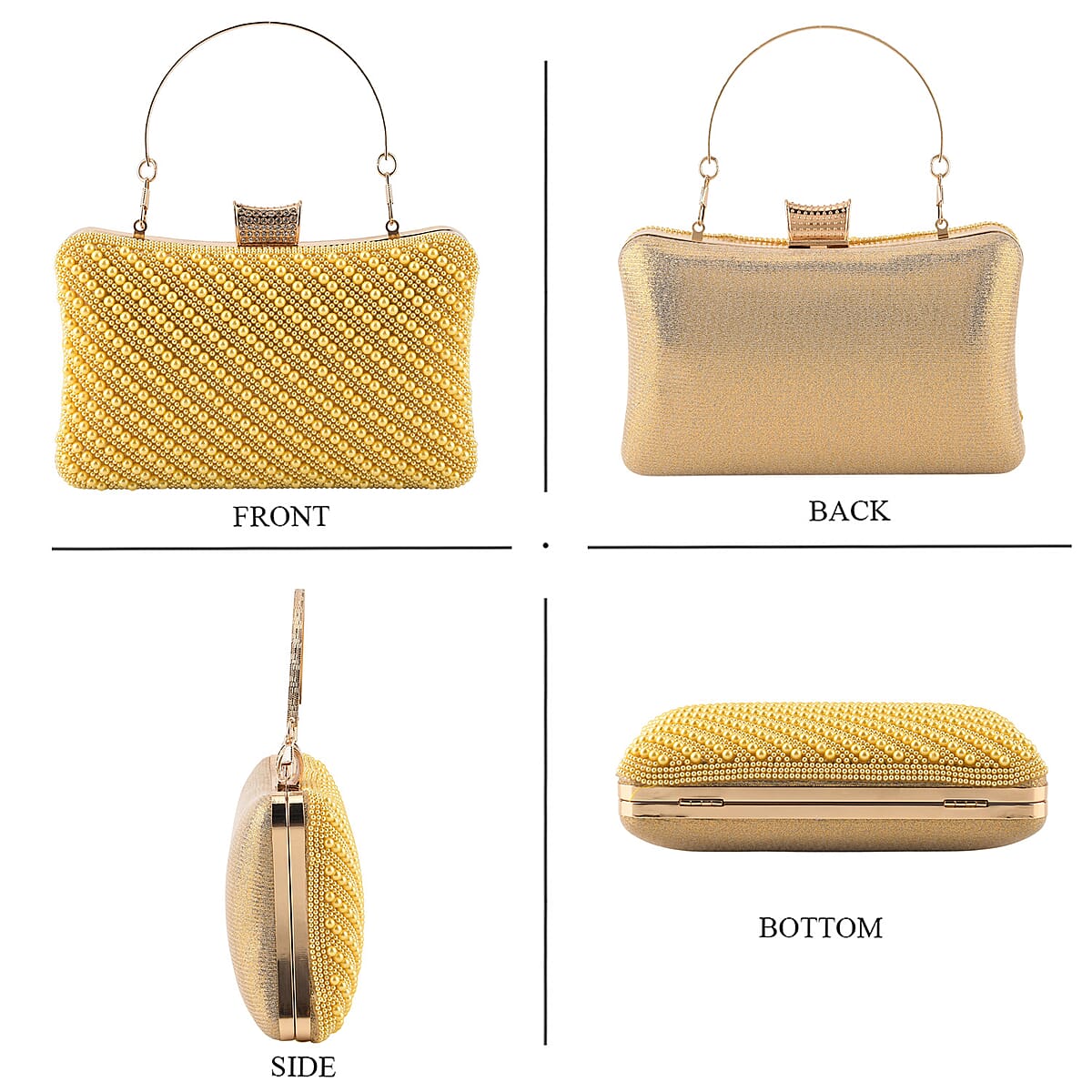 La Marey Golden Pearl Cover Surface Pattern Crystal Crossbody Bag with Chain Strap image number 1