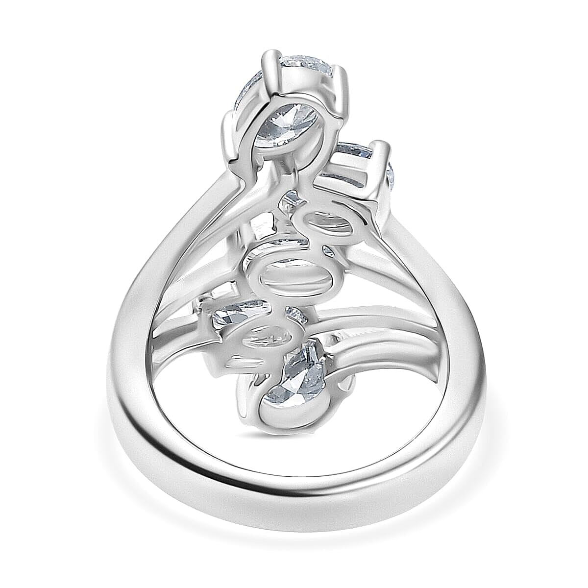 J Francis Swarovski Zirconia Ring in Platinum Over Sterling Silver (Size 7.5) 3.75 ctw