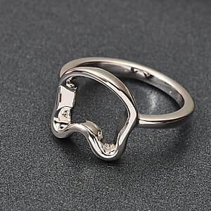 Platinum Over Sterling Silver Ring (Size 6.0) (2.60 g)