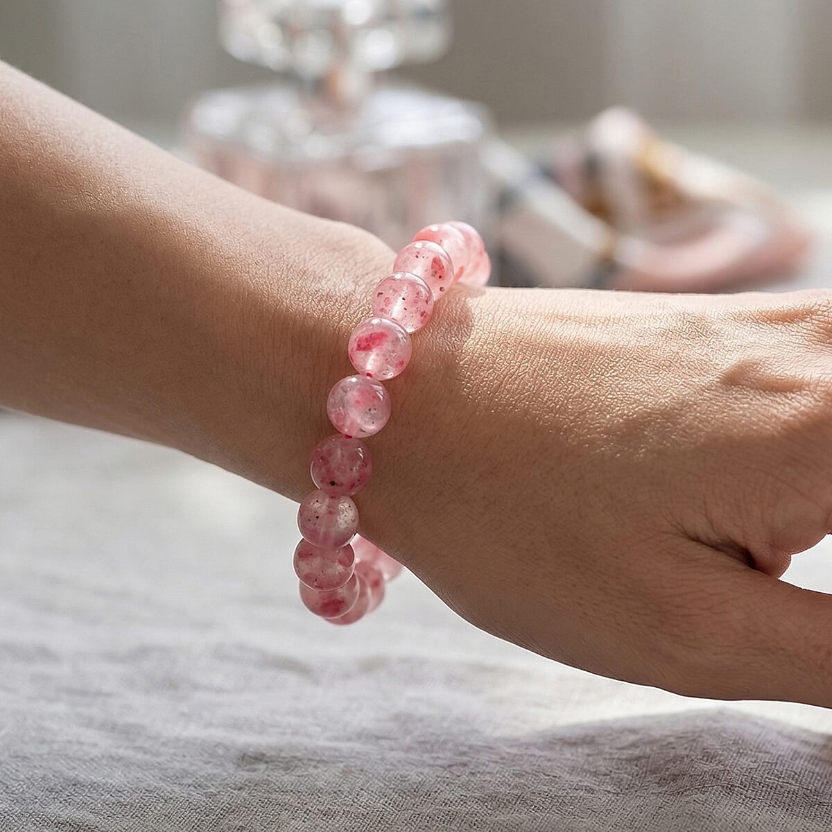 Sakura Rhodochrosite Beaded 135.00 ctw Stretch Bracelet image number 2