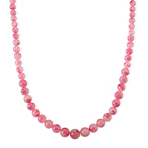 D'Joy Sakura Rhodochrosite Beaded 360.00 ctw Necklace in Sterling Silver (20-22Inches)