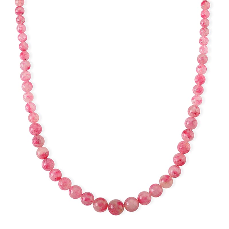 D'Joy Sakura Rhodochrosite Beaded 360.00 ctw Necklace in Sterling Silver (20-22Inches)