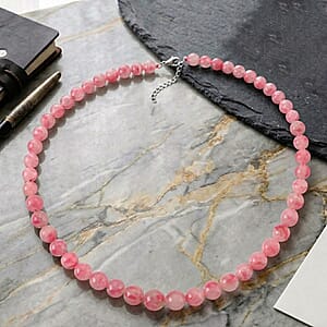 D'Joy Sakura Rhodochrosite Beaded 360.00 ctw Necklace in Sterling Silver (20-22Inches)