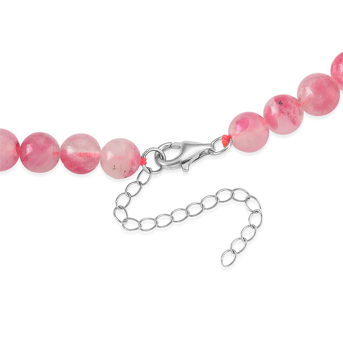 D'Joy Sakura Rhodochrosite Beaded 360.00 ctw Necklace in Sterling Silver (20-22Inches) image number 4