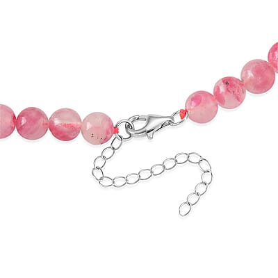 D'Joy Sakura Rhodochrosite Beaded 360.00 ctw Necklace in Sterling Silver (20-22Inches)