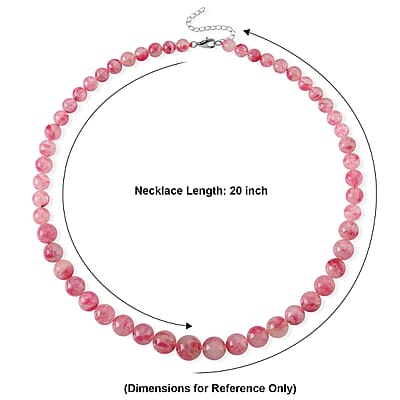 D'Joy Sakura Rhodochrosite Beaded 360.00 ctw Necklace in Sterling Silver (20-22Inches)