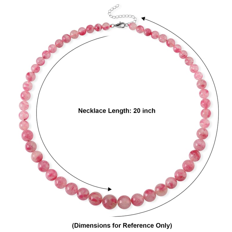 D'Joy Sakura Rhodochrosite Beaded 360.00 ctw Necklace in Sterling Silver (20-22Inches)