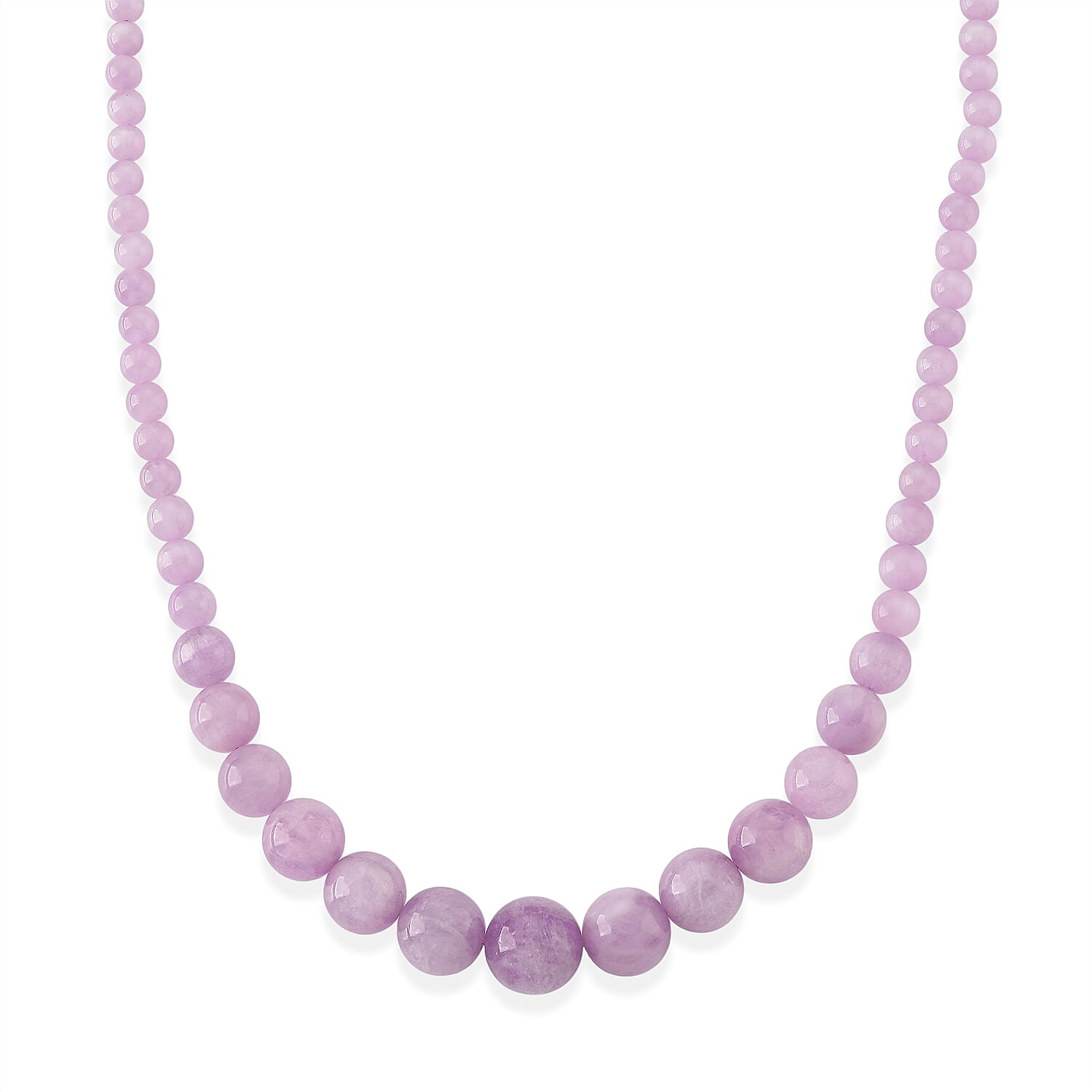 D'Joy Kunzite 400.00 ctw Beaded Necklace in Rhodium Over Sterling Silver (20-22 Inches)