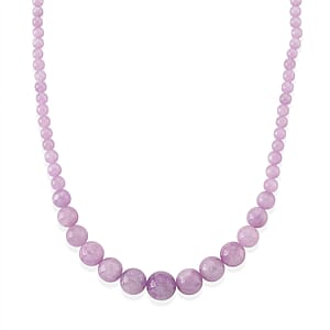 D'Joy Kunzite 400.00 ctw Beaded Necklace in Rhodium Over Sterling Silver (20-22 Inches)