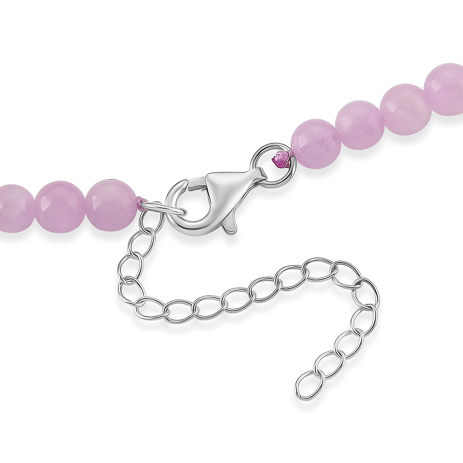 D'Joy Kunzite 400.00 ctw Beaded Necklace in Rhodium Over Sterling Silver (20-22 Inches)