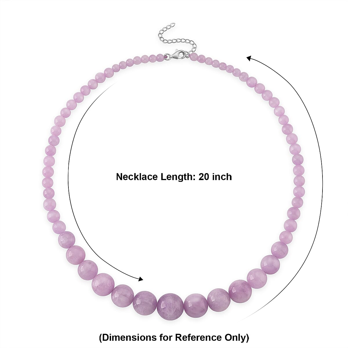 D'Joy Kunzite 400.00 ctw Beaded Necklace in Rhodium Over Sterling Silver (20-22 Inches) image number 5