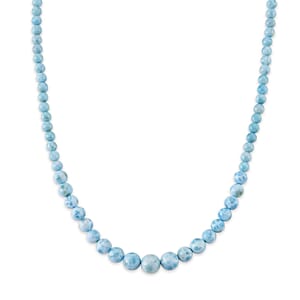 D'Joy Larimar 215.00 ctw Beaded Necklace in Rhodium Over Sterling Silver (20-22 Inches)