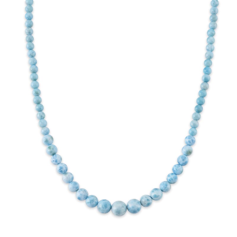 D'Joy Larimar 215.00 ctw Beaded Necklace in Rhodium Over Sterling Silver (20-22 Inches)