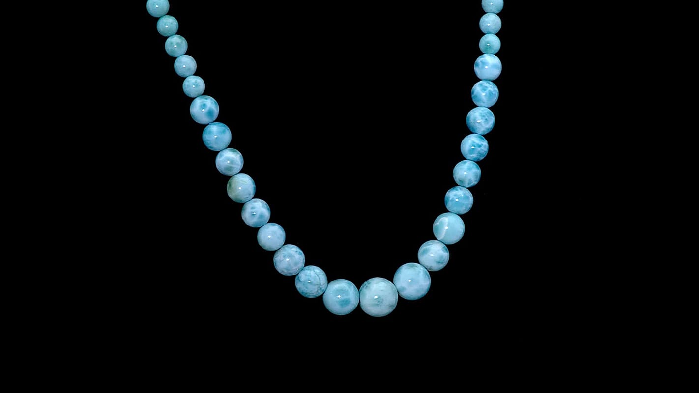 D'Joy Larimar 215.00 ctw Beaded Necklace in Rhodium Over Sterling Silver (20-22 Inches)