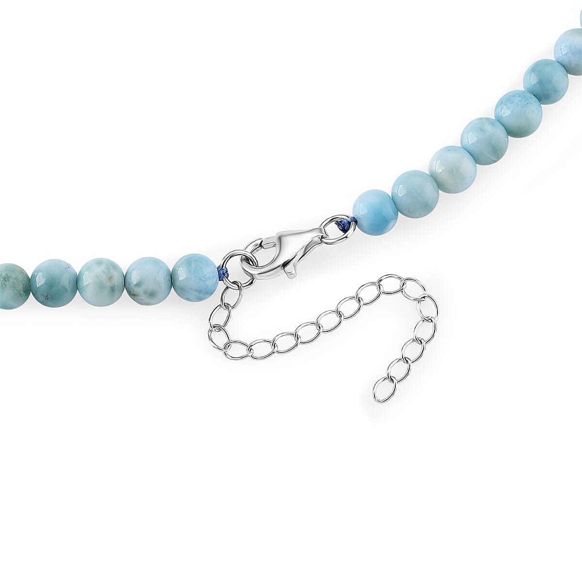 D'Joy Larimar 215.00 ctw Beaded Necklace in Rhodium Over Sterling Silver (20-22 Inches) image number 4
