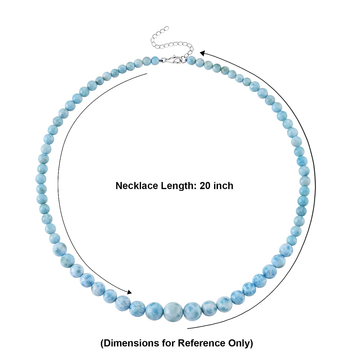 D'Joy Larimar 215.00 ctw Beaded Necklace in Rhodium Over Sterling Silver (20-22 Inches) image number 5