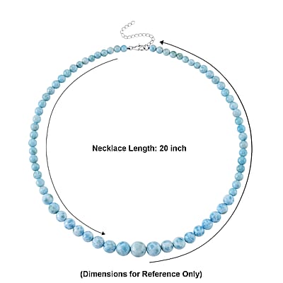 D'Joy Larimar 215.00 ctw Beaded Necklace in Rhodium Over Sterling Silver (20-22 Inches)