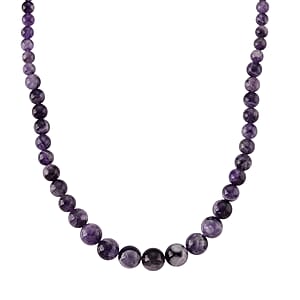 D'Joy Bi-Color Amethyst 215.00 ctw Beaded Necklace in Rhodium Over Sterling Silver (20 Inches)