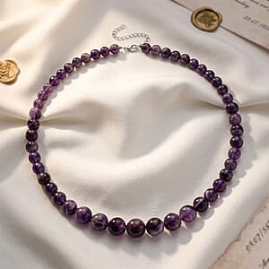 D'Joy Bi-Color Amethyst 215.00 ctw Beaded Necklace in Rhodium Over Sterling Silver (20 Inches)
