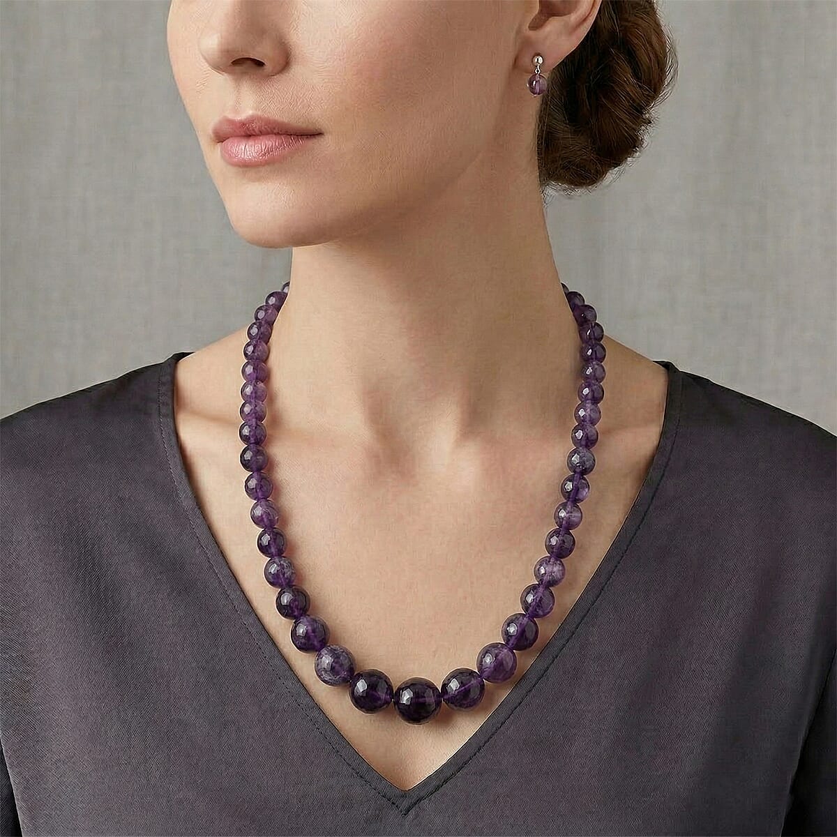 D'Joy Bi-Color Amethyst 215.00 ctw Beaded Necklace in Rhodium Over Sterling Silver (20 Inches) image number 2