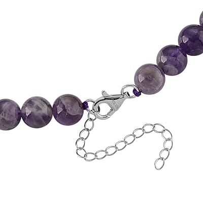 D'Joy Bi-Color Amethyst 215.00 ctw Beaded Necklace in Rhodium Over Sterling Silver (20 Inches)
