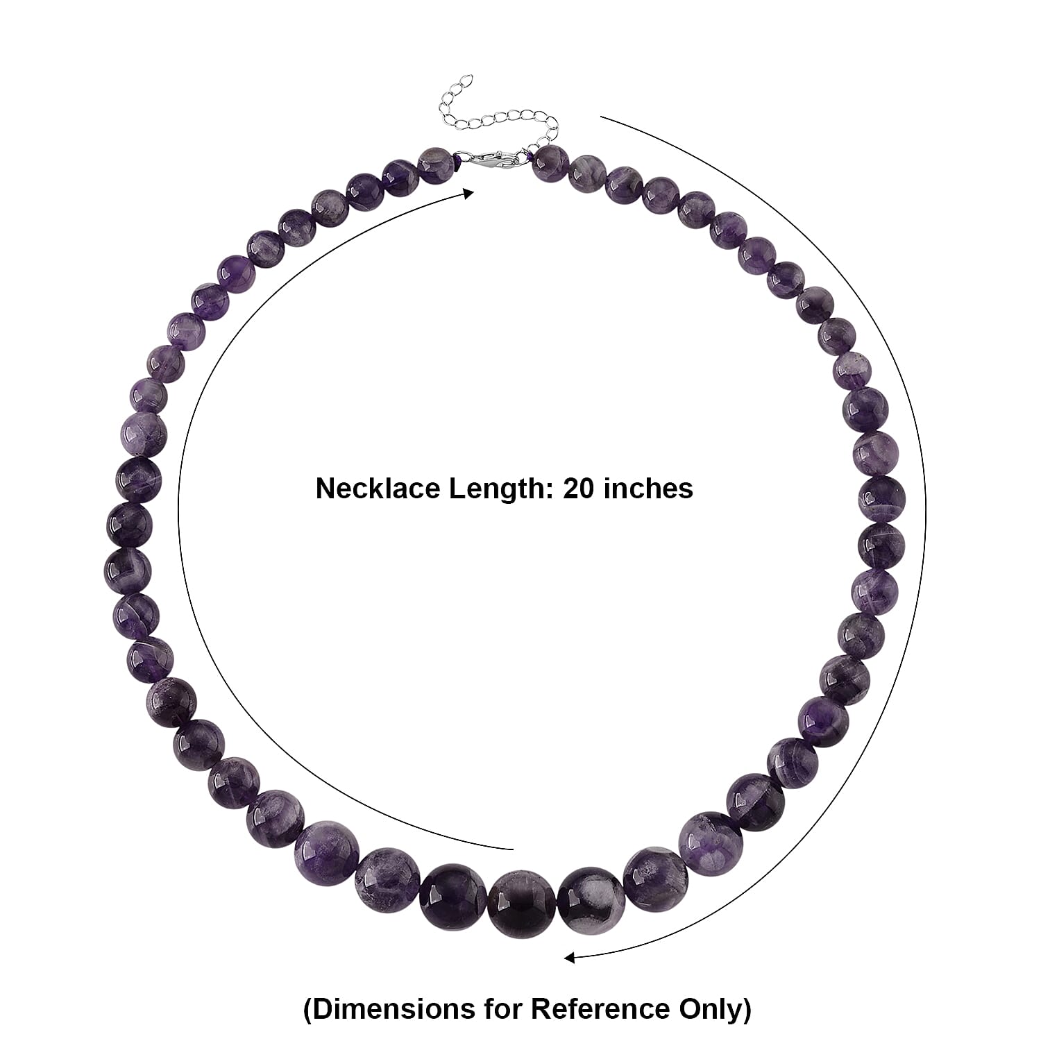 D'Joy Bi-Color Amethyst 215.00 ctw Beaded Necklace in Rhodium Over Sterling Silver (20 Inches)