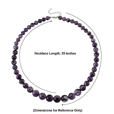 D'Joy Bi-Color Amethyst 215.00 ctw Beaded Necklace in Rhodium Over Sterling Silver (20 Inches)