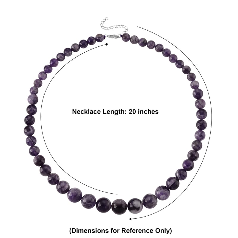 D'Joy Bi-Color Amethyst 215.00 ctw Beaded Necklace in Rhodium Over Sterling Silver (20 Inches)