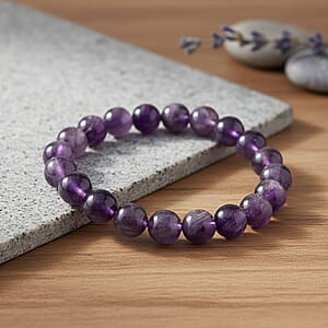 Bi-Color Amethyst 165.00 ctw Beaded Stretch Bracelet