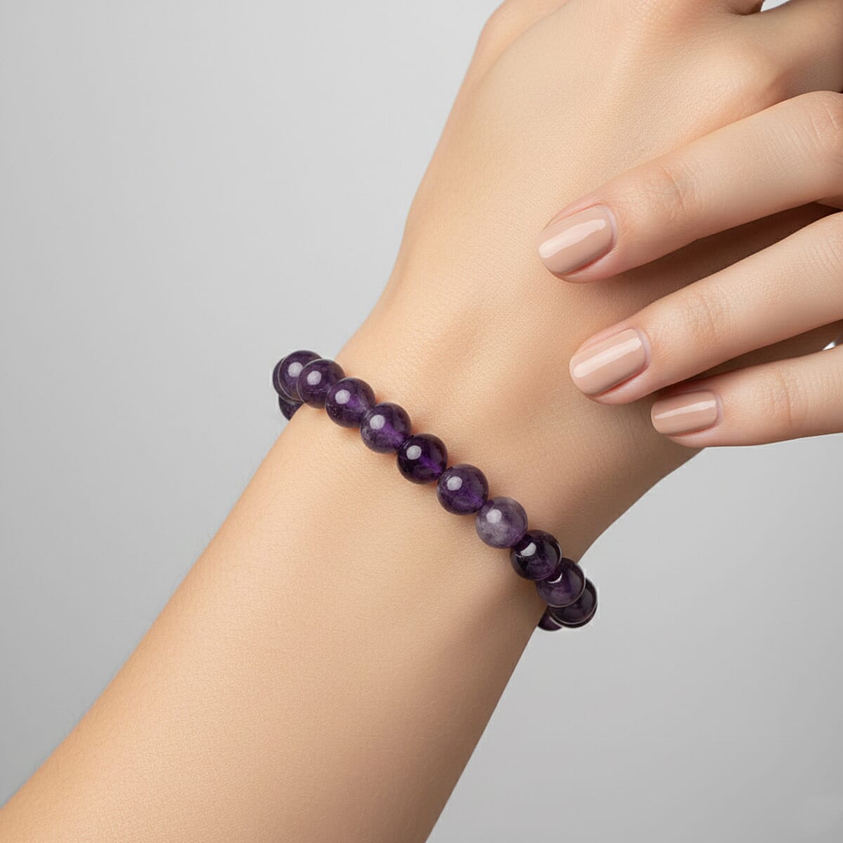 Bi-Color Amethyst 165.00 ctw Beaded Stretch Bracelet image number 2
