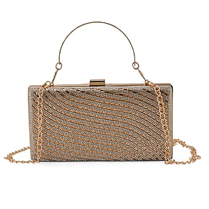 La Marey Gold Flowing Wavy Pattern Crystal Wallet