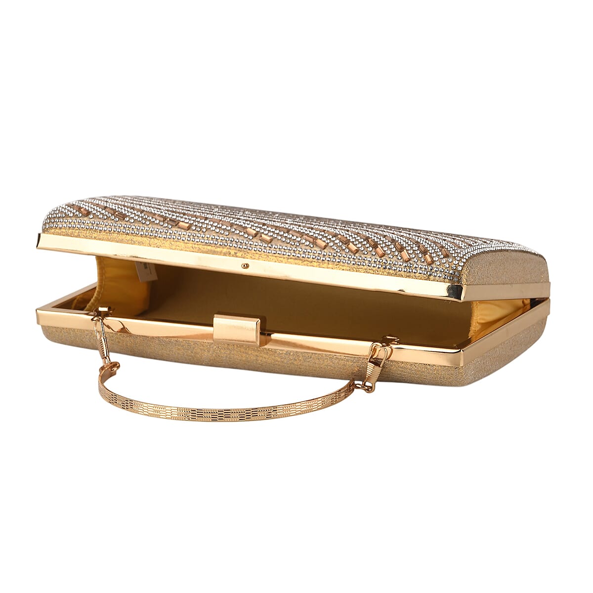 La Marey Gold Flowing Wavy Pattern Crystal Wallet image number 2