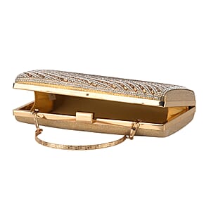 La Marey Gold Flowing Wavy Pattern Crystal Wallet