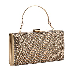 La Marey Gold Flowing Wavy Pattern Crystal Wallet