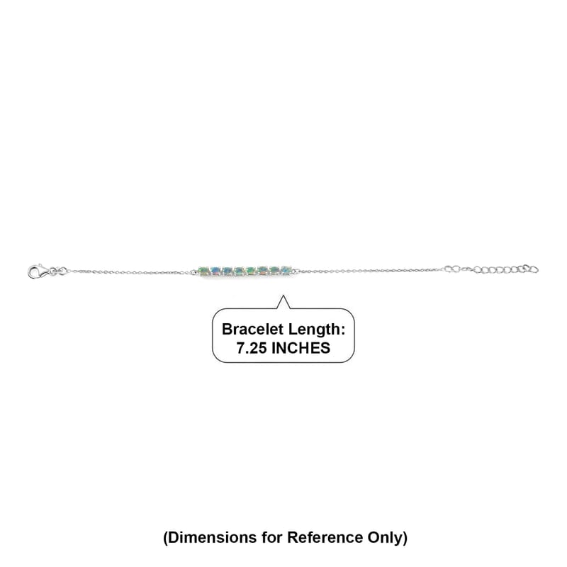 D'Joy Premium Ethiopian Welo Opal 1.35 ctw Prism Line Bracelet in Rhodium Over Sterling Silver (7.25-1.50In)