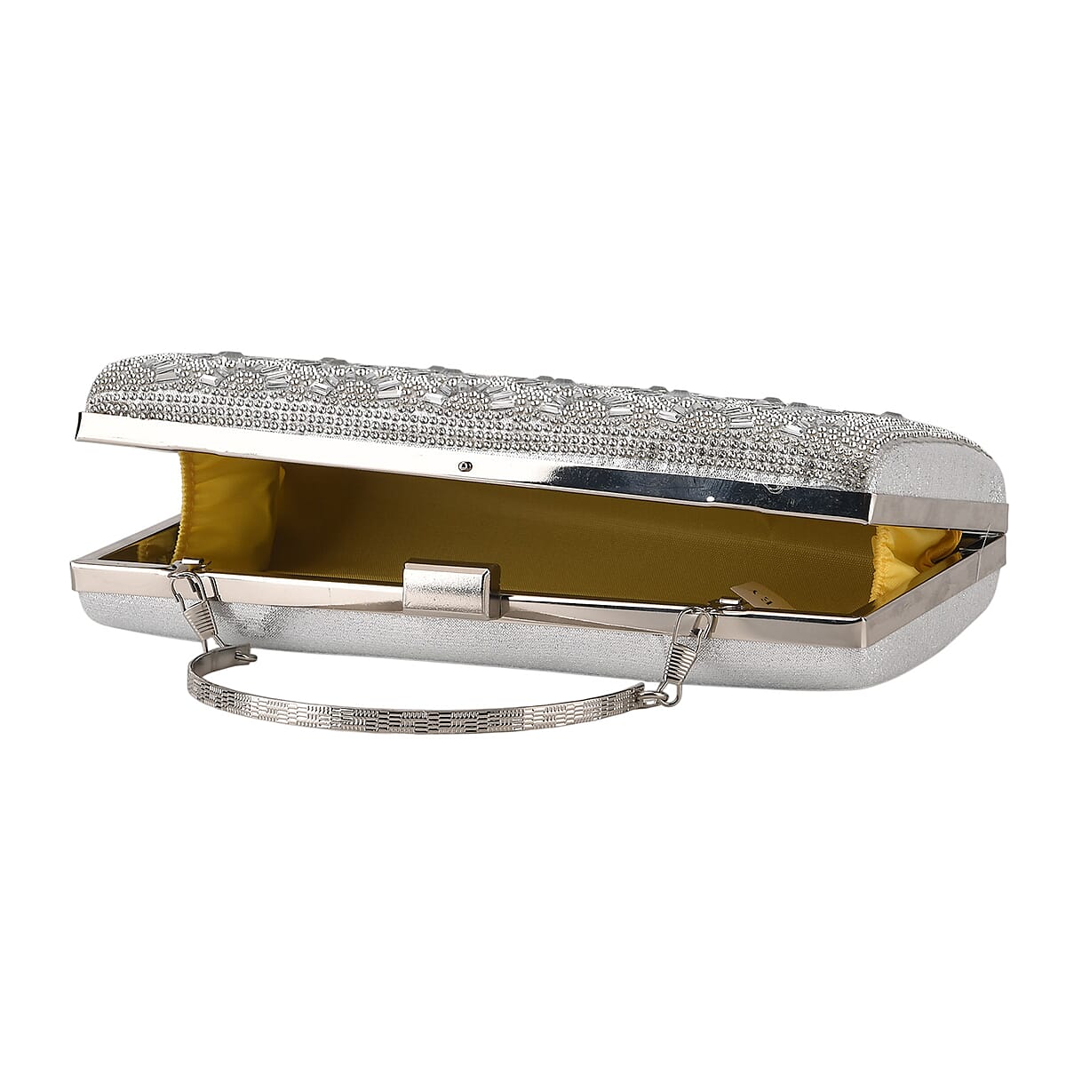 La Marey Silver Flower Pattern Crystal Wallet image number 2