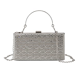 La Marey Silver Ripple Pattern Crystal Wallet