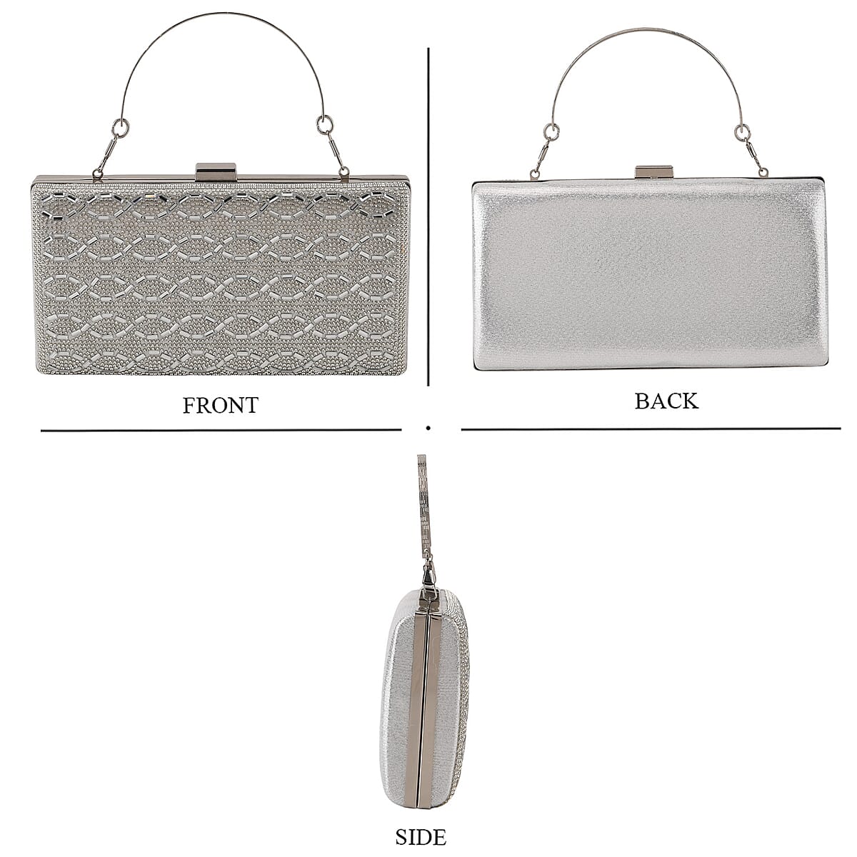 La Marey Silver Ripple Pattern Crystal Wallet image number 1