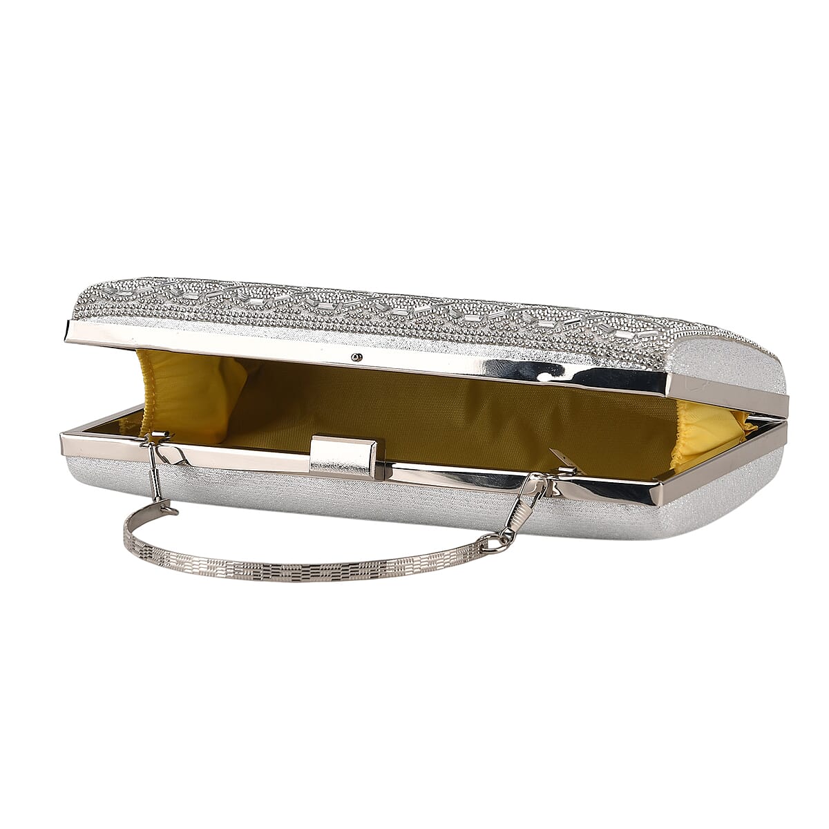 La Marey Silver Ripple Pattern Crystal Wallet image number 2