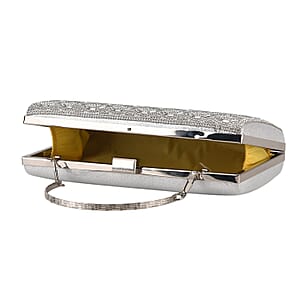 La Marey Silver Ripple Pattern Crystal Wallet