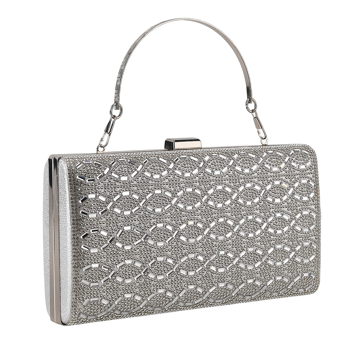 La Marey Silver Ripple Pattern Crystal Wallet image number 3