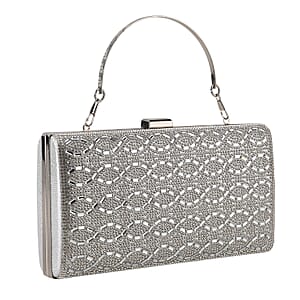La Marey Silver Ripple Pattern Crystal Wallet