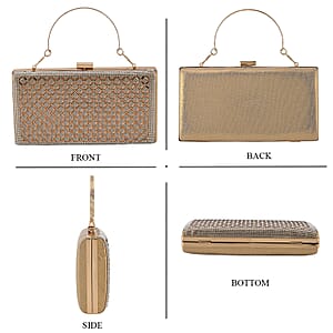 La Marey Golden Small Diamond Grid Pattern Crystal Wallet