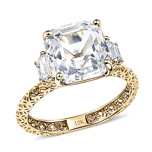 Premium White Topaz 6.80 ctw Classic Crest Ring in 10K Yellow Gold (Size 10.0) (Del. in 8-10 Days)