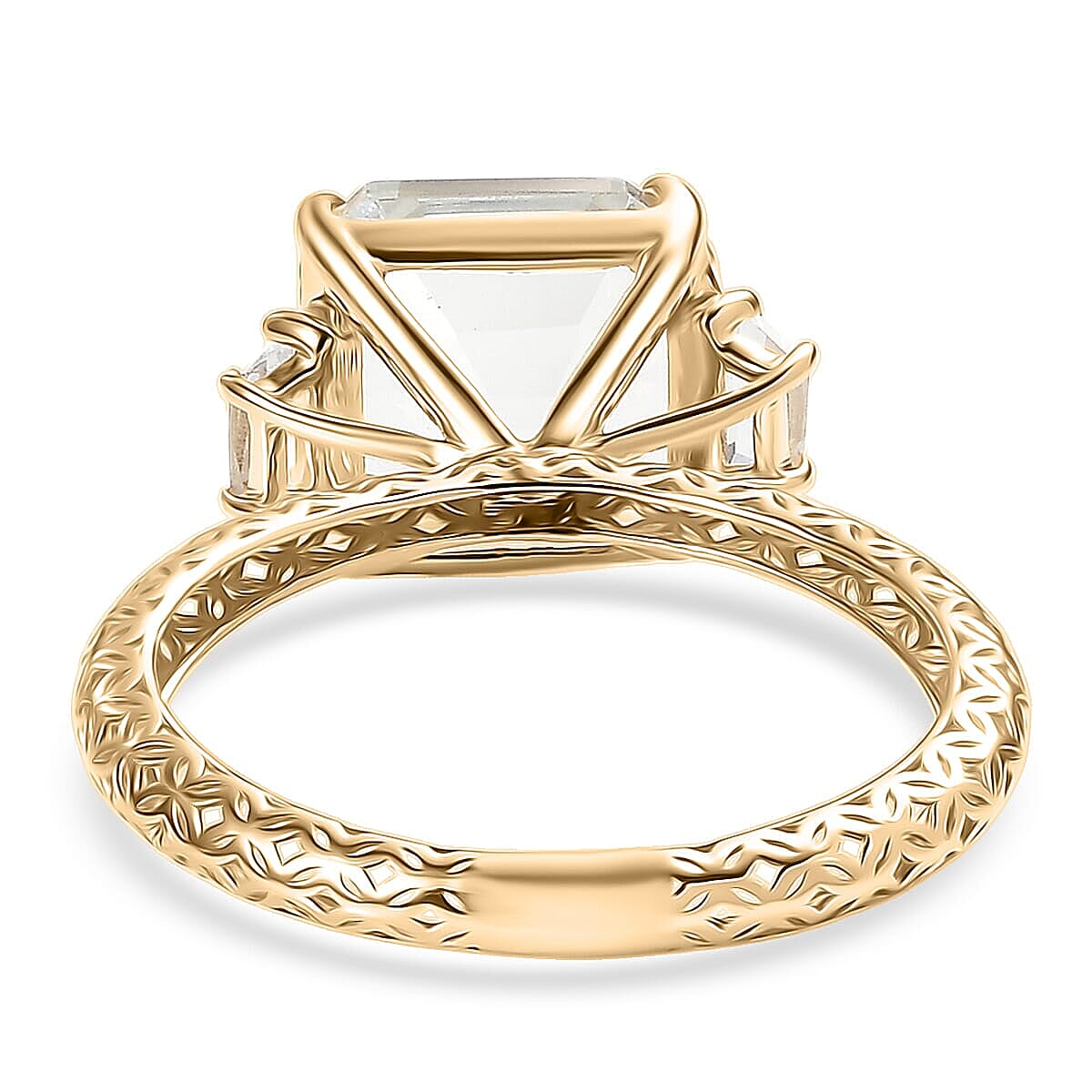 Premium White Topaz 6.80 ctw Classic Crest Ring in 10K Yellow Gold (Size 10.0)