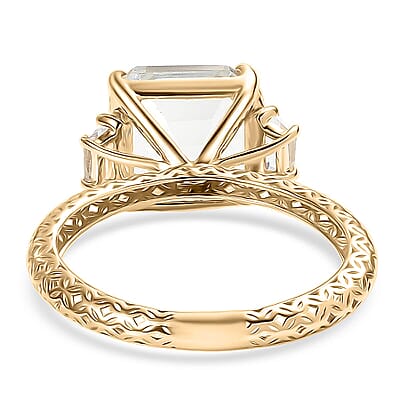 Premium White Topaz 6.80 ctw Classic Crest Ring in 10K Yellow Gold (Size 10.0)