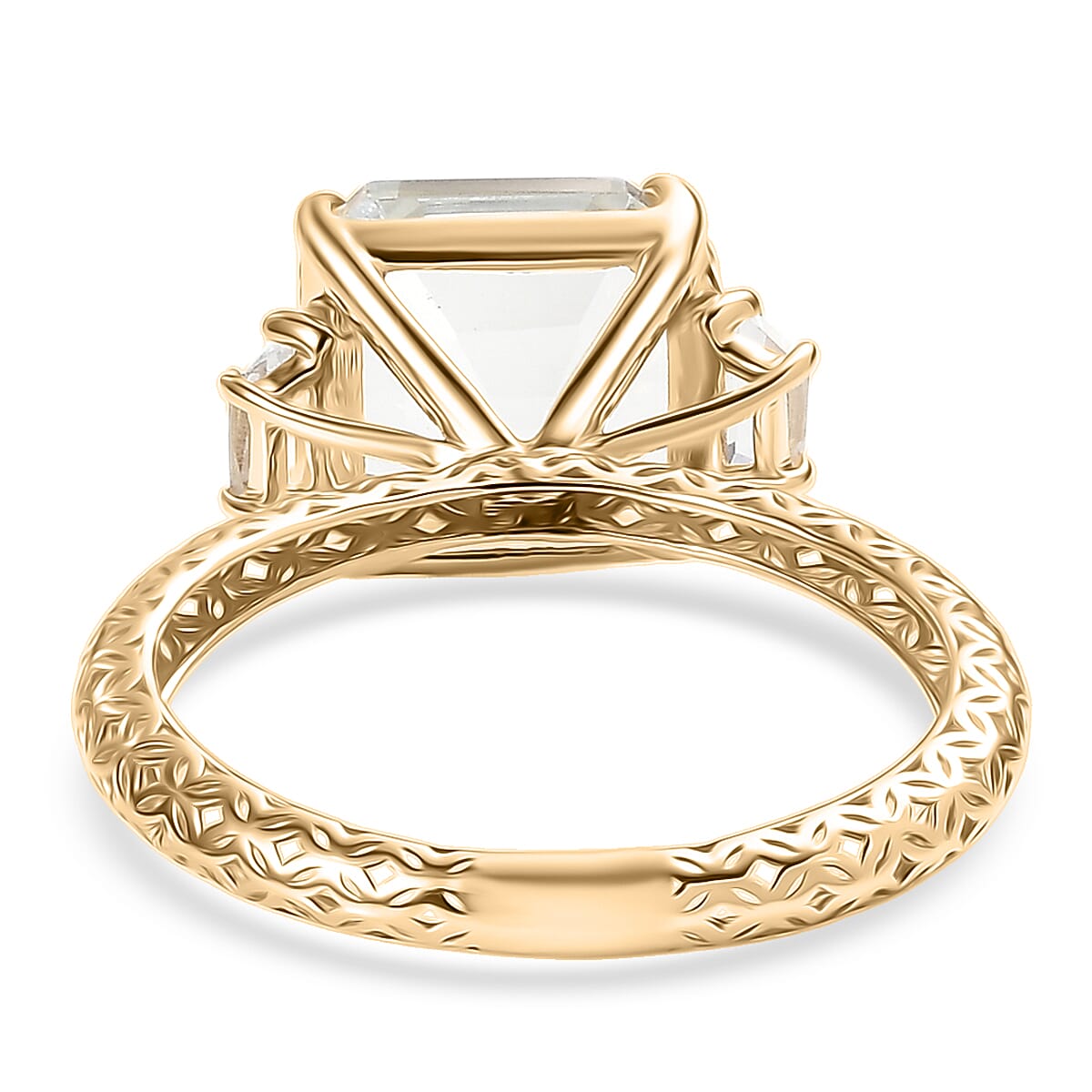 Premium White Topaz 6.80 ctw Classic Crest Ring in 10K Yellow Gold (Size 7.0) (Del. in 8-10 Days) image number 4