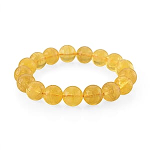 Yellow Fluorite 285.00 ctw Beaded Stretch Bracelet