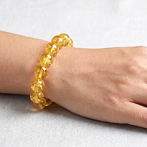 Yellow Fluorite 285.00 ctw Beaded Stretch Bracelet