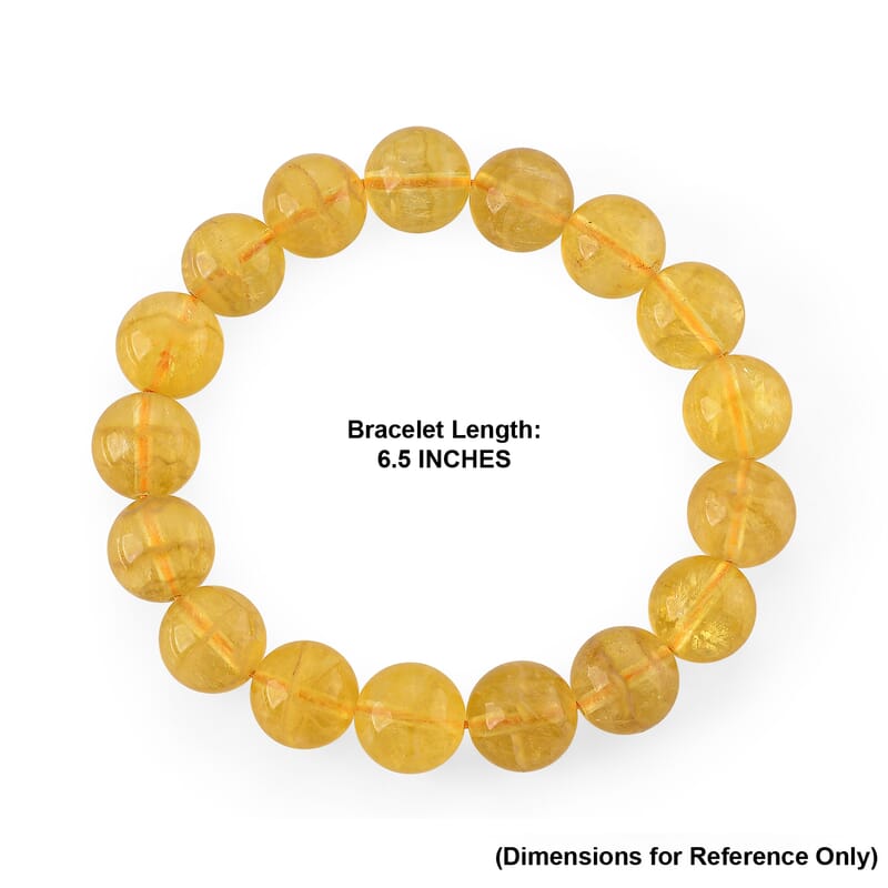Yellow Fluorite 285.00 ctw Beaded Stretch Bracelet